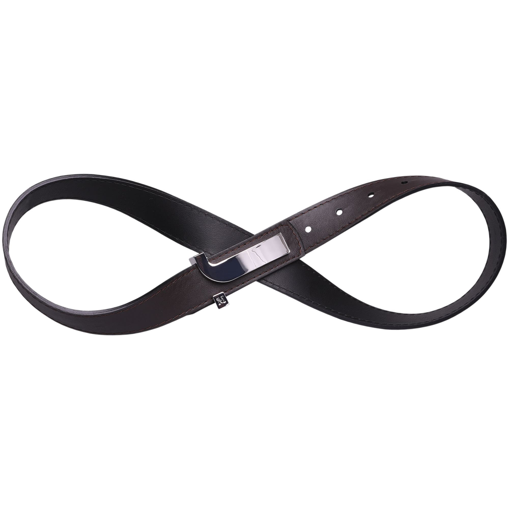 Reversible belt made of calfskin in dark brown and black